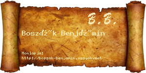 Boszák Benjámin névjegykártya